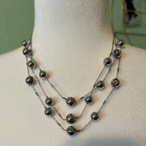 NWT Silver Beaded Layered Necklace, Coldwater Creek